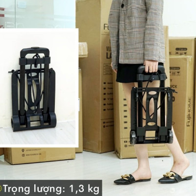 Xe đẩy hành lý -  xe đẩy hàng gấp gọn thông minh (đi kèm dây buộc) xe kéo hàng đi chợ đa năng - HENRYSA