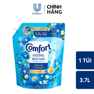 Nước Xả Làm Mềm Vải COMFORT Nước Xả Vải Hương Ban Mai Đậm Đặc 1 Lần Xả Giúp Giữ Màu & Bền Vải 3.7L