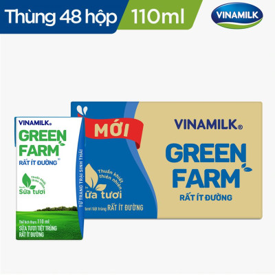 Thùng 48 hộp Tươi Tiệt Trùng Vinamilk Green Farm rất ít đường 110ml
