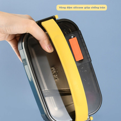 Hộp cơm giữ nhiệt văn phòng YESURE 1200ml Hai Tầng có ngăn Inox Tháo rời dễ dàng cho vào lò Vi Sóng - Hàng chính hãng