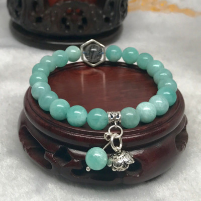 Vòng Đá Amazonite Mix Charm Hoa Sen Bạc Ngọc Quý Gemstones VPT043