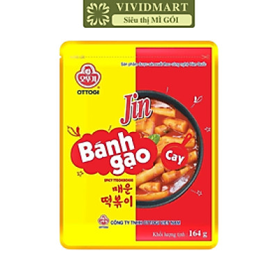 OTOKI - Bánh gạo Jin hương vị Cay, Bánh gạo cay Jin Ottogi bánh gạo cay Hàn Quốc ăn liền (164g/gói)