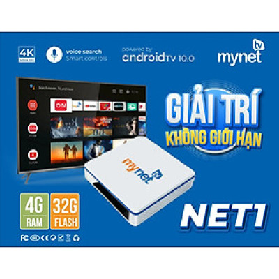 Android MyTV Net 4H Ram 4GB Rom 32GB New 2022 - Tích hợp điều khiển giọng nói, Android 10.0 cấu hình mạnh mẽ - Hàng chính hãng