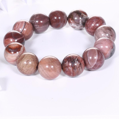 Vòng tay nam đá gỗ hóa thạch hạt đá 16mm mệnh hỏa, mộc - Ngọc Quý Gemstones