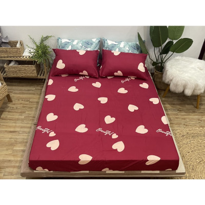 Bộ Chăn Ga Gối Trái Tim Đỏ (có đủ set chăn phao và vỏ chăn)