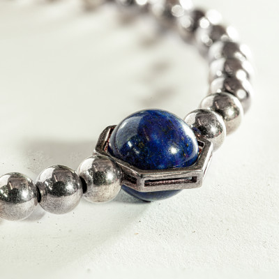 Vòng tay phong thủy đá Lapis (Ngọc lưu ly) thiên nhiên mix bạc 925 cho mạng Thủy Mộc,  món quà trang sức phong thủy ý nghĩa may mắn tài lộc VT013