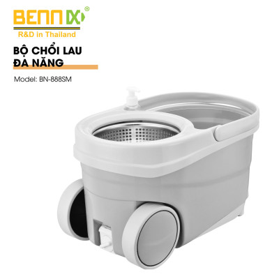 Cây Lau Nhà Tách Nước Bẩn Thông Minh, Chổi Lau Nhà Tự Vắt Xoay 360 Độ Bennix BN-888SM Kèm Thùng Có Bánh Xe- Hàng Chính Hãng