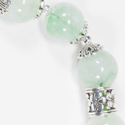 Vòng Thạch Anh Xanh Phối Charm Chuông Bạc (8mm)