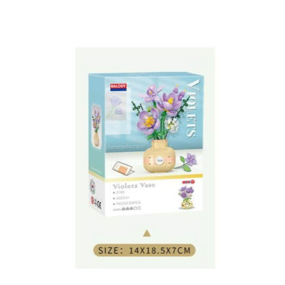 BALODY - 21091 Bộ xếp hình bình hoa Violet (539 chi tiết) (KT 14x18.5x7cm)