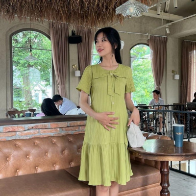 Đầm bầu đũi gân cổ sen thuỷ thủ phom suông đuôi cá bầu diện thoải mái