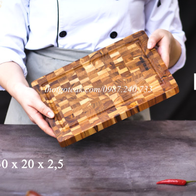 Thớt Gỗ Teak Cao Cấp - Cắt Thái, Trang Trí - 30x20x2,5cm - DC01 | HTX DAO PHÚC SEN