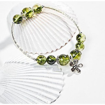 Vòng Tay Bạc 925 Đá Ưu Linh Xanh Lá