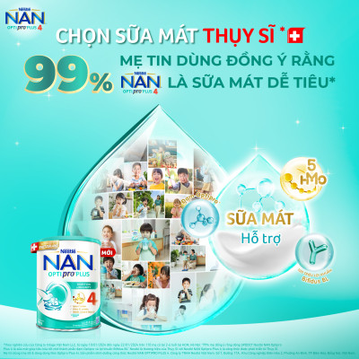 Sữa bột Nestlé NAN OPTIPRO PLUS 4 1500g/lon với 5HMO Giúp tiêu hóa tốt + Tăng cường đề kháng (2 - 6 tuổi) - Tặng Đồ chơi toán học cân bằng
