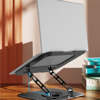 Kệ đỡ giá đỡ đế tản nhiệt dành cho laptop, macbook, máy tính hợp kim nhôm gấp gọn xoay 360 độ nhiều nấc độ cao - K2 - Hàng chính hãng