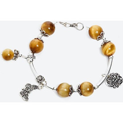 Vòng tay đá thiên nhiên phối charm bướm và sen bạc size hạt 10mm - Ngọc Quý Gemstones