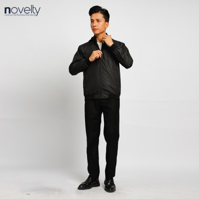 Áo jacket nam in chìm nón rời Novelty đen 2203162