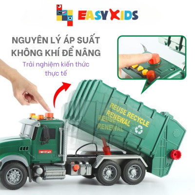 Xe Rác Đồ Chơi, Xe Chở Rác Đổ Rác Cỡ Lớn Cho Bé Có Đèn Nhạc
