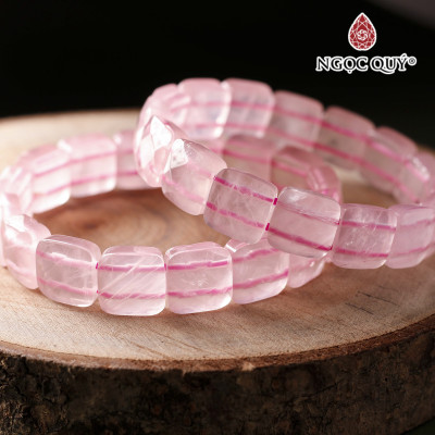 Vòng bản thạch anh hồng hạt 12x11mm mệnh hỏa, thổ - Ngọc Quý Gemstones