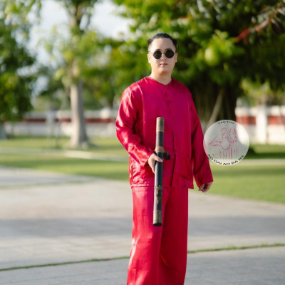 BIGSIZE BỘ BÀ BA NAM PHI BÓNG ĐỎ ĐÔ - Áo bà ba Cần Thơ