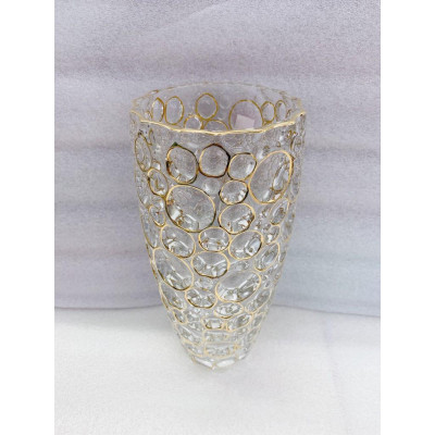 LỌ CĂM HOA THỦY TINH CAO CẤP BONG BÓNG VIỀN VÀNG 30CM