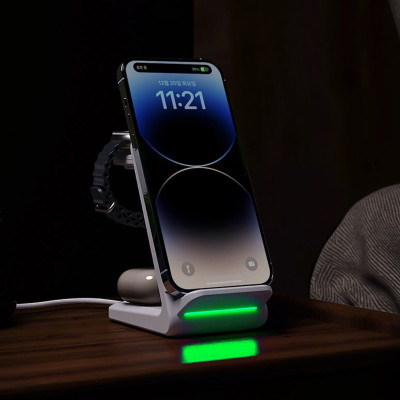 Đế sạc Choetech T608 nhanh không dây 3 in 1 công suất 15w có thể tháo rời- Hàng chính hãng