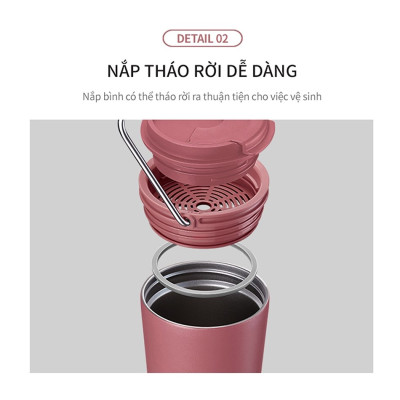 Bình giữ nhiệt Lock&Lock Bucket Tumbler Nắp bật không ống hút - Màu xanh navy LHC4269NVY 540ml - Hàng chính hãng thép không gỉ quai xách tiện lợi - JoyMall