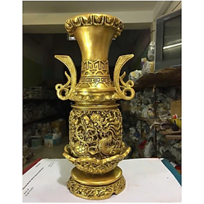 Lọ hoa họa rồng size nhỏ CTVD1 16 x 13 x 29.2cm Tundo mạ vàng