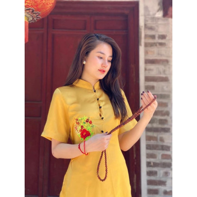 ĐỒ LAM ĐI CHÙA #Mã Freeship Xtra RP028# Đồ Đi Chùa PR028 Vải Lụa Cao Cấp Thêu Hoa Thắt Dây Cực Đẹp