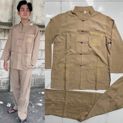 ĐỒ LAM ĐI CHÙA  Lãnh Tụ Thêu Túi Tay Dài