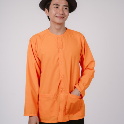 Bộ áo bà ba nam phối áo cate cam+ Quần cate đen - Có bộ bà ba Bigsize