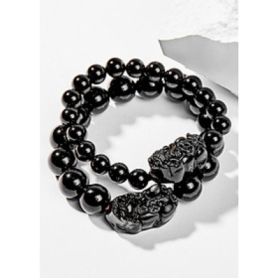 Cặp Vòng Tay Phong Thủy Nam & Nữ Đá Obsidian (8mm, 12mm) mệnh Thủy, Mộc Ngọc Quý Gemstones