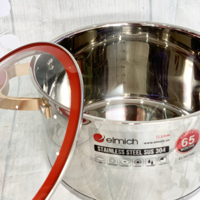 [ELMICH EL-5267] XOONG INOX 304 CAO CẤP RED VELVET - 5 LỚP ĐÁY TỪ 18CM 2355267