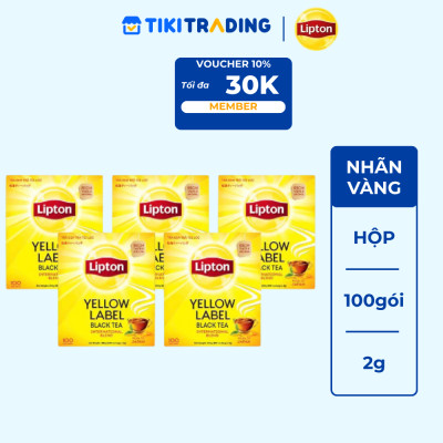 Combo 4 Trà Đen Nhãn Vàng Lipton Túi Lọc 2g x 100 Gói