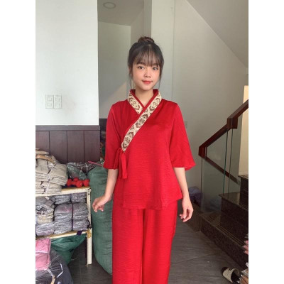 Đồ Lam Đi Chùa Mẫu Lụa Pháp