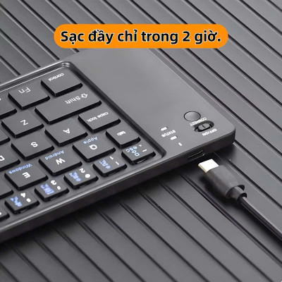 Bàn phím Bluetooth rời gấp gọn dành cho Windows, Mac, iOS và Android kết nối điện thoại, laptop, máy tính bảng - Hàng chính hãng