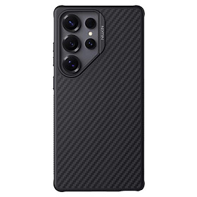 Ốp Lưng Cho Samsung S25 Ultra hiệu Nillkin Carbon Aramid Chống Sốc Hỗ Trợ Sạc Không Dây Magnetic, Tích Hợp Giá Đỡ - hàng chính hãng