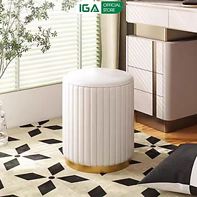 Ghế đôn sofa, ghế bàn trang điểm bọc nỉ màu trắng sang trọng thương hiệu IGA - GC45