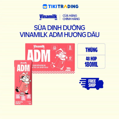Thùng 48 Hộp sữa dinh dưỡng Vinamilk ADM Gold IQ Hương dâu 180ml