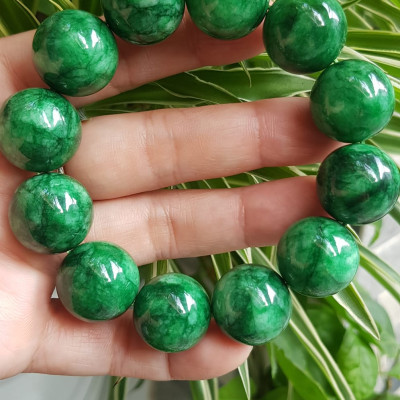 ️Vòng Tay Nam Đá Cẩm Thạch Xanh lá Size lớn hạt 18mm bóng đẹp hợp Các Anh Mệnh Mộc mệnh Hỏa đeo là một món trang sức tuyệt vời cho các quý ông ạ