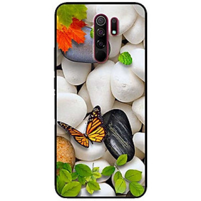 Ốp lưng dành cho Xiaomi Redmi 9 mẫu Sỏi Trắng và Bướm