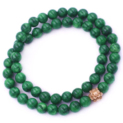 [Mệnh Mộc, Hỏa] Vòng Chuỗi Niệm Phật Đá Cẩm Thạch Sơn Thủy 12 Ly 54 Hạt Charm Hoa Sen Inox, Vòng Chuỗi Phật Giáo, Chuỗi Niệm Phật Hạt To - Phong Thủy 868