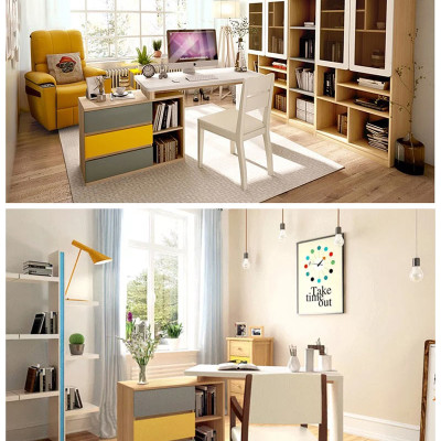 Bàn Làm Việc Kết Hợp Tủ Gỗ Nhiều Ngăn Hiện Đại Phong Cách Bắc Âu Thương Hiệu SIB Decor BLV57