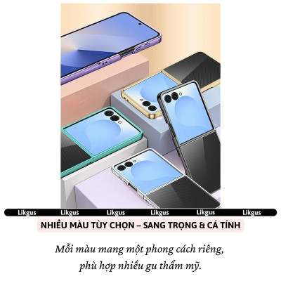 Ốp Lưng Mạ Viền Cao Cấp Cho Samsung Galaxy Z Flip 7 hiệu Likgus Platinum – Chống Sốc, Chống Trầy, Trong Suốt Sang Trọng, Siêu Mỏng Nhẹ - Hàng nhập khẩu