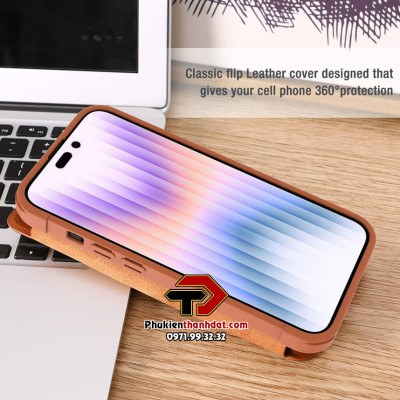 Bao da dành cho iPhone 14 Pro Max hàng chính hãng Nillkin QIN có nắp trượt bảo vệ camera - Hàng chính hãng