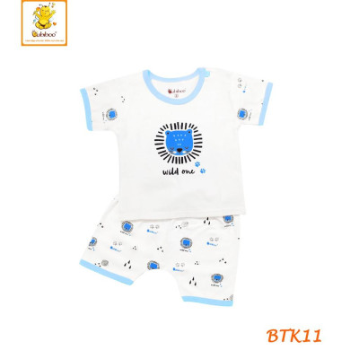 Bộ sơ sinh cài vai sư tử tay ngắn cotton 4 chiều BABIBOO - BTK11