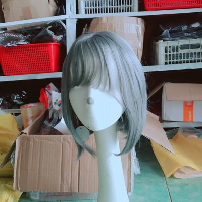 Tóc giả xám khói cúp cao cấp- tặng lưới chùm tóc