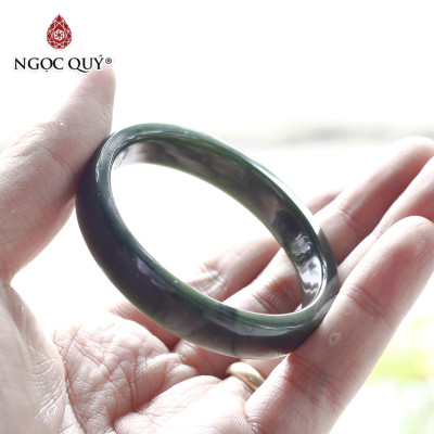  Vòng tay liền khối đá ngọc bích bản vuông ni53 mệnh hỏa, mộc - Ngọc Quý Gemstones