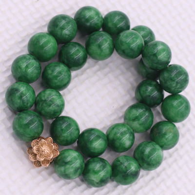 [Mệnh Mộc, Hỏa] Vòng Chuỗi Niệm Phật Đá Cẩm Thạch Sơn Thủy 14 Ly 27 Hạt Charm Hoa Sen Inox, Vòng Chuỗi Phật Giáo, Chuỗi Niệm Phật Hạt To - Phong Thủy 868