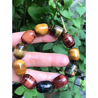 Vòng tay Nam Đá Thạch Anh Mắt Hổ SẮC MÀU LU BÓNG ĐẸP   Size hạt 13mmx Dài 18mm Hợp Nam Tất Cả Các Mệnh đeo đẹp sang ạ  100% đá thiên nhiên tốt ạ