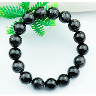 Vòng tay thạch anh tóc đen Rutilated Quartz tự nhiên 12li 17 hạt